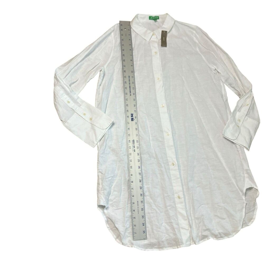 J Crew Cover Up Womens XL White Linen Cotton Button Front Beach Coastal - Picture 4 of 13